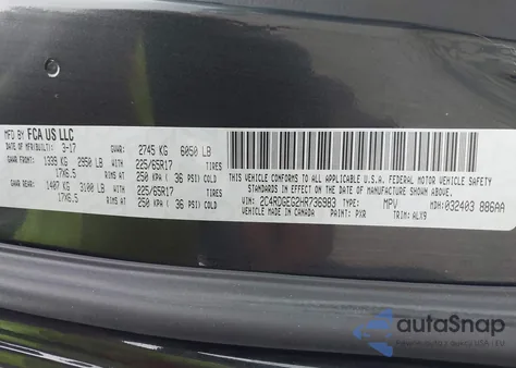 2017 Dodge Grand Caravan Gt z USA, uszkodzony, nr VIN 2C4RDGEG2HR736983